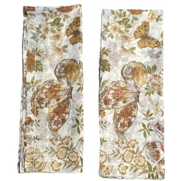 Vintage Handmade Butterfly Floral Curtains Set 1 Long Panel 4 Small Panels Boho - Picture 4 of 11